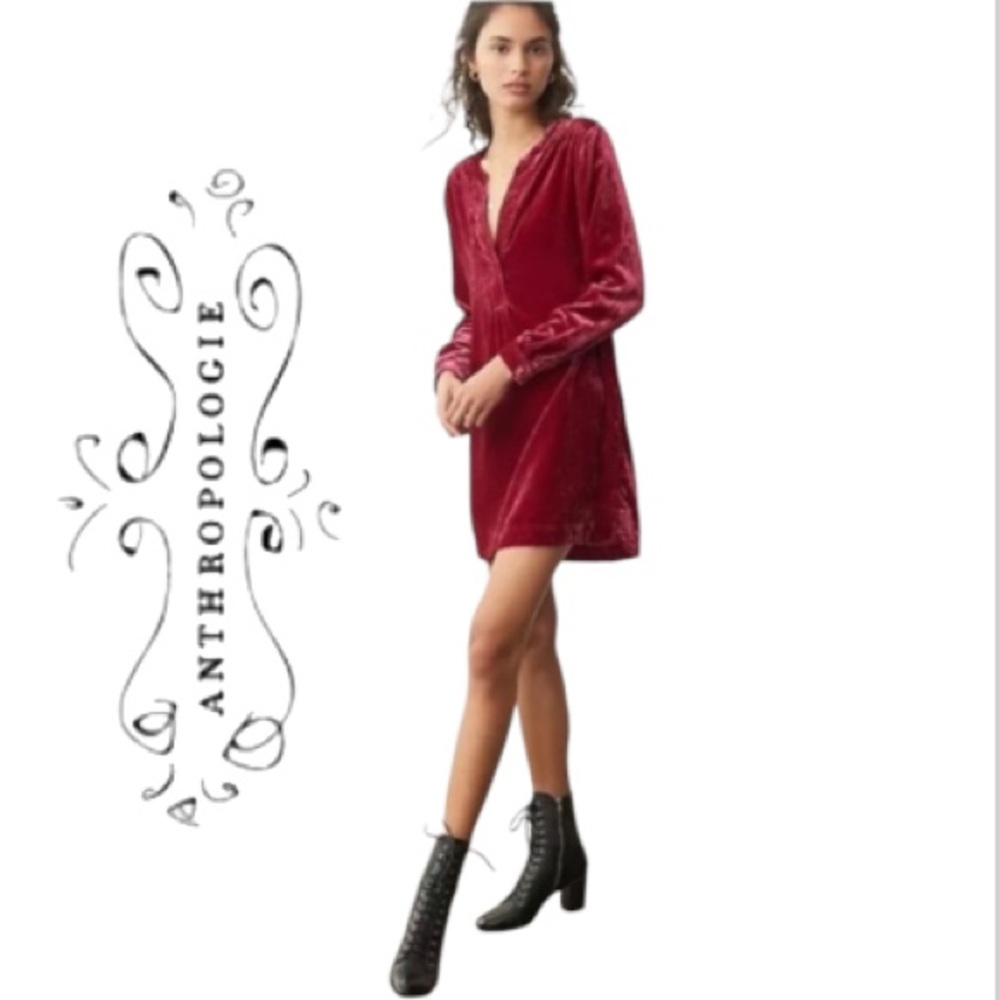 New Anthropologie Melody Velvet Tunic Dress - Picture 16 of 16